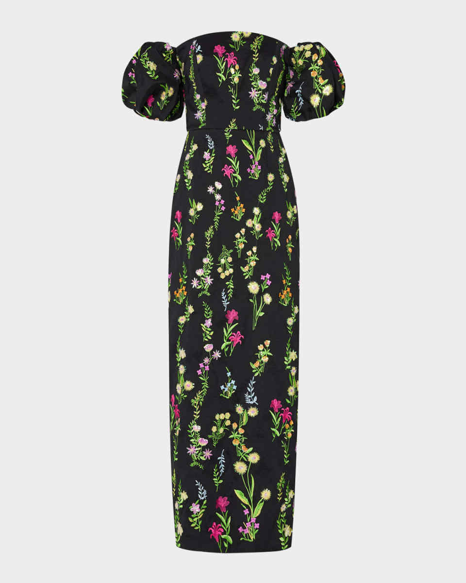 Nira Off-Shoulder Embroidered Midi Dress